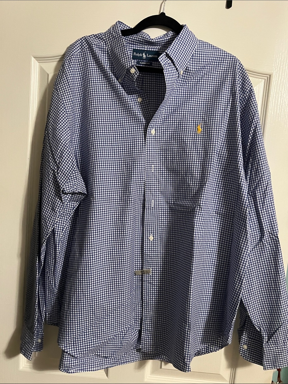 Ralph Lauren Blue and White Gingham Button-Down Shirt